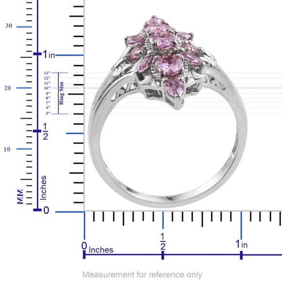 Simulated Pink Sapphire Platinum Bond Brass Ring - Picture 6 of 6